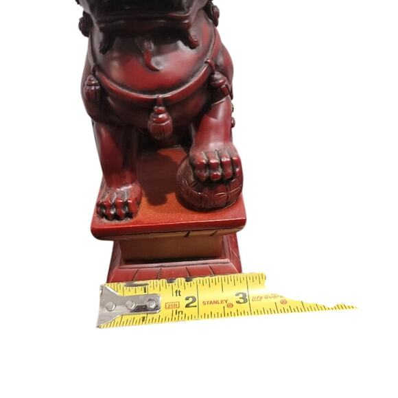 Asian Foo Dog Sculpture Figurine Heavy Resin Red Home Decor - Picture 7 of 8